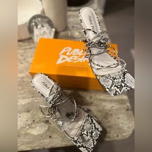 Public Desire Monochrome Snake Print Heels